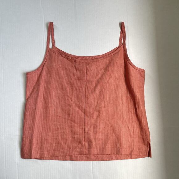 Vtg Orange Red 100% Linen Tank Top M Minimalist Cottagecore Summer Staple USA - Picture 2 of 5